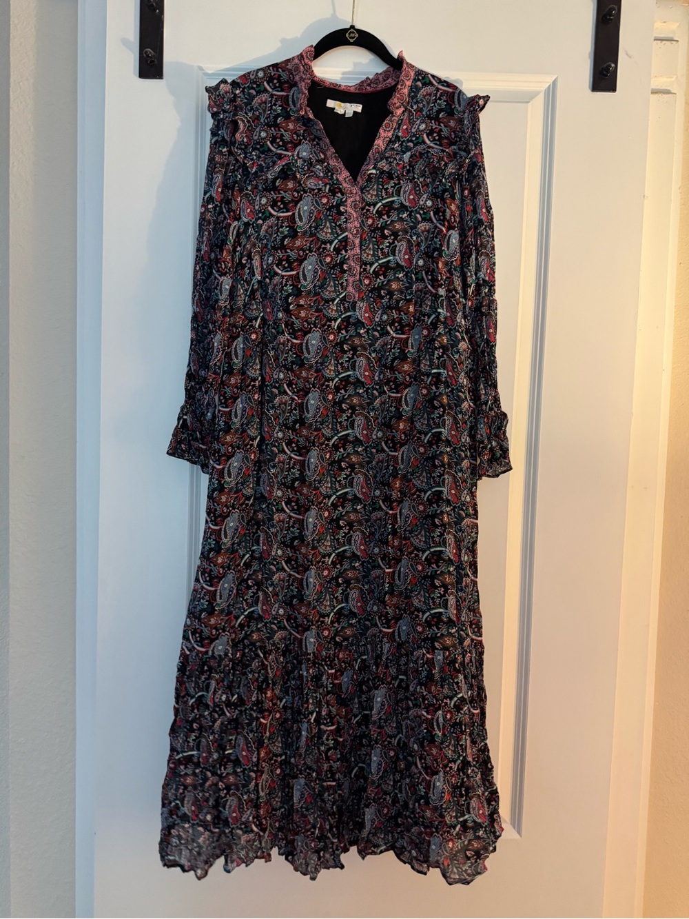Boden Tie Belt Blue and Pink Paisley Maxi Dress size 6 - Picture 5 of 11